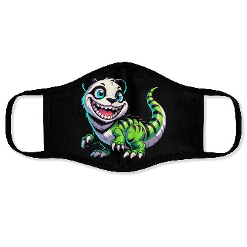 Discover Quirky dino T-Rex panda mythical creature fantasy Face Masks