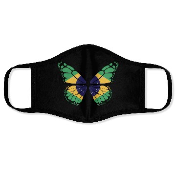 Discover Brazilian Flag Patriotic Butterfly Lover Design Face Masks