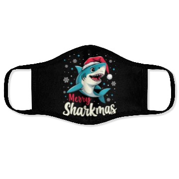 Discover Merry Sharkmas Santa Shark Face Masks