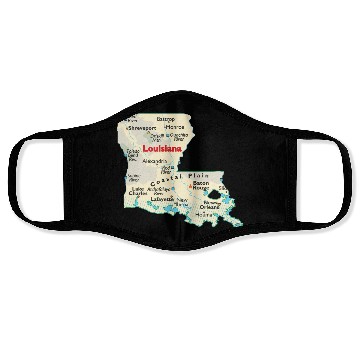 Discover Louisiana map image of state. Face Masks