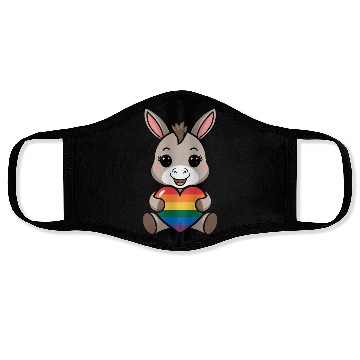Discover LGTBQ Cute Donkey with Rainbow Heart Face Masks