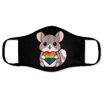 Discover LGTBQ Chinchilla Holding Rainbow Heart Cute Pride Face Masks