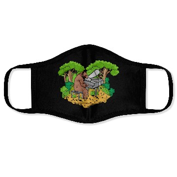 Discover Grizzly Bear playing Grand Piano Nature Pianist Face Masks