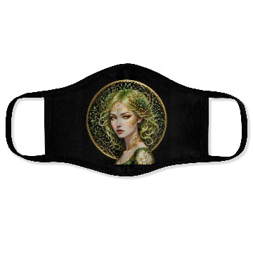 Discover Green-haired forest woman Face Masks