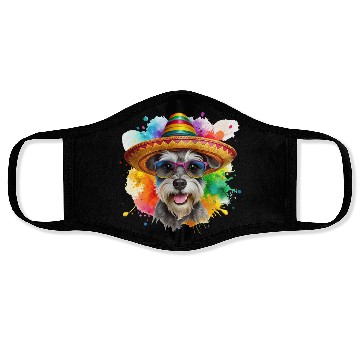 Discover Schnauzer head, dog with glasses Face Masks