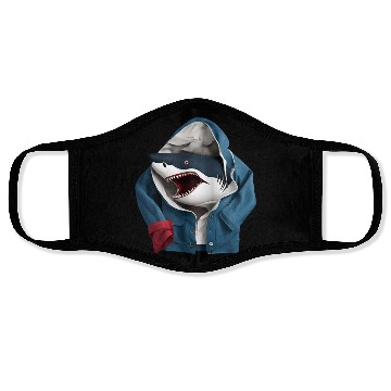 Discover A cool enormous stylish predatory shark design Face Masks