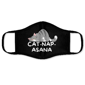 Discover Funny Cat-Nap-Asana sleeping yoga Face Masks