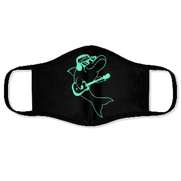 Discover Cool Dolphin Playing Guitar Headphone Sunglasses Face Masks