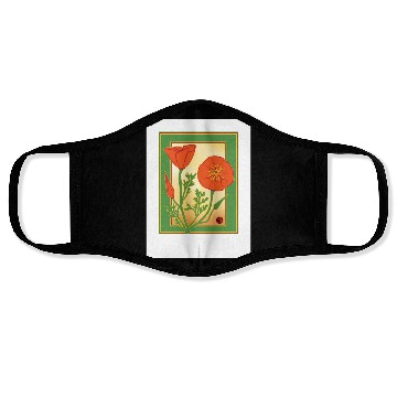 Discover California Poppies illustration poster Face Masks