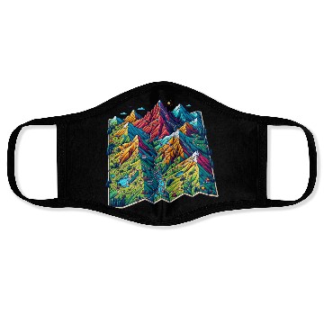 Discover Mountain Adventure Map, Adventure Apparel Face Masks