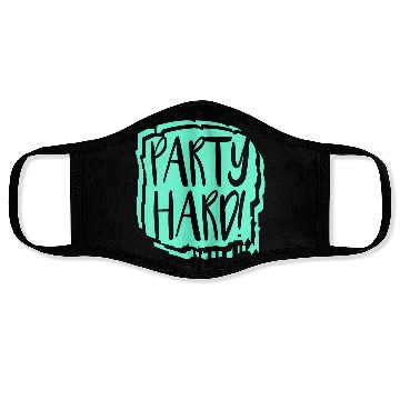 Discover Party Hard Graffiti Spray Drops Stamp Text Slogan Face Masks