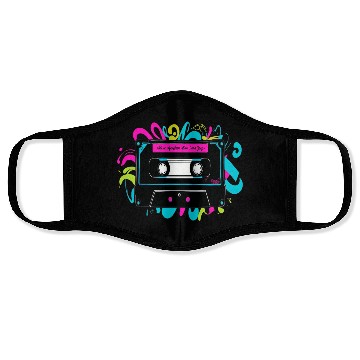 Discover Retro Neon Cassette Tape with Vibrant Splash Face Masks