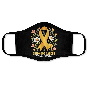 Discover Childhood Cancer Awareness Hippie Flower Ribbon Face Masks