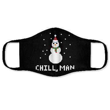 Discover CHILL, MAN FUNNY PIXELATED SNOWMAN CHRISTMAS Face Masks