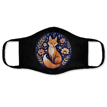 Discover Whimsical Fox with Flowers Art Design Face Masks