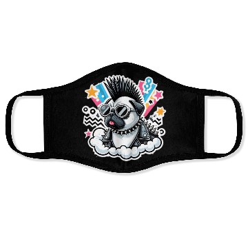 Discover Punk rocker pug 9 Face Masks