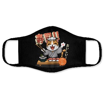 Discover Sushi Chef Cat Adorable Culinary Cat Design Face Masks