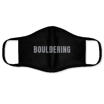 Discover Bouldering lettering climbing bouldering grey rock Face Masks