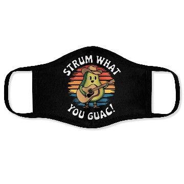 Discover Strum What You Guac - Fun Avocado Guitar Design Face Masks