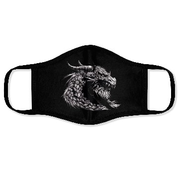 Discover Mythical Dragon Head Illustration Face Masks