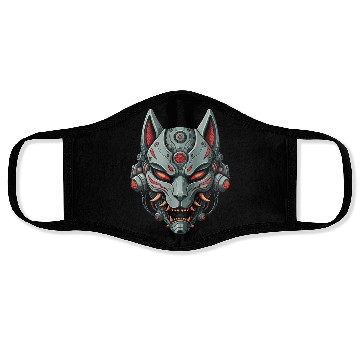Discover Kitsune Cyberpunk Mask: Mecha Robot Warrior Face Masks