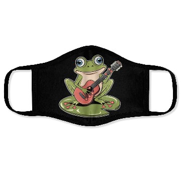 Discover Frog Playing Guitar On Lily Pad Face Masks