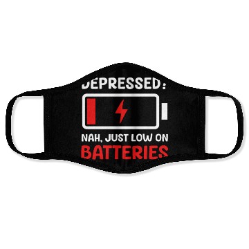 Discover Depression Awareness Just Low On Batteries Face Masks