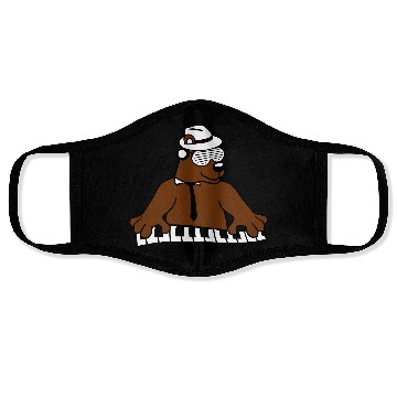 Discover Grizzly Brown Bear Playing Keyboard Piano Music Face Masks