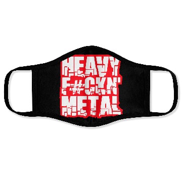 Discover Heavy F#ckin' Metal Hard Rock Fun Music Text Quote Face Masks