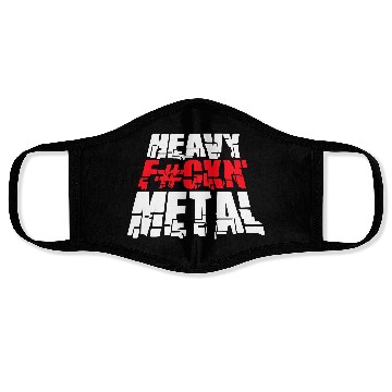 Discover Heavy F#ckin' Metal Hard Rock Fun Music Text Quote Face Masks