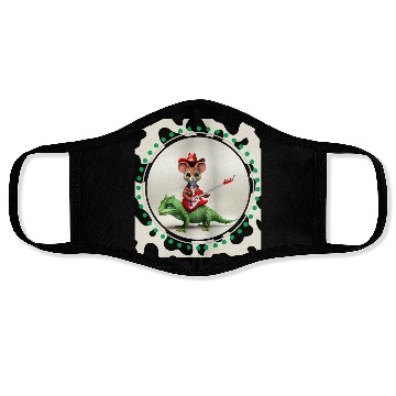 Discover Mouse on Lizard Playing Guitar Face Masks