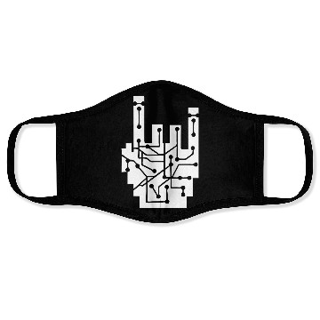 Discover Heavy metal nerd electronic circuits hand gesture Face Masks