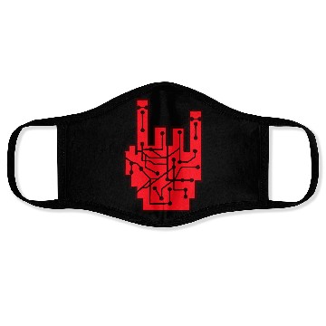 Discover Heavy metal nerd electronic circuits hand gesture Face Masks
