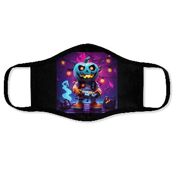 Discover Pumpkin Gamer Halloween Neon Vibes Fun Design Face Masks