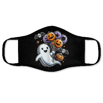 Discover Happy Ghost with Halloween Balloons and Bats Face Masks