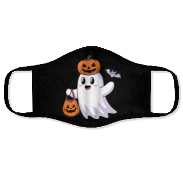 Discover Cute Halloween Ghost with Pumpkin and Bat Face Masks