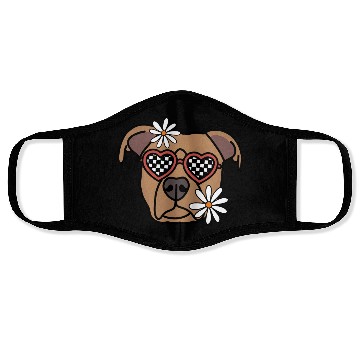 Discover Pitbull Brown Retro Dog Face Masks