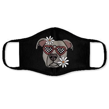 Discover Pitbull Grey Retro Dog Face Masks