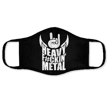 Discover Heavy F#ckin' Metal Hard Rock Fun Music Text Quote Face Masks