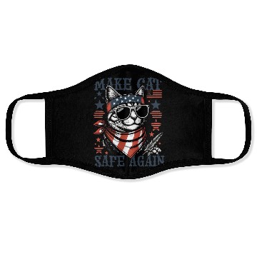 Discover Make Cats Safe Again Funny Cat Lover USA Flag Face Masks