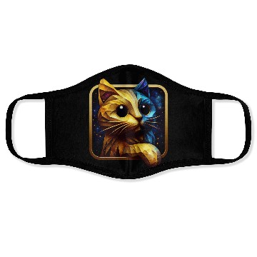 Discover Blue&Gold Kitty Face Masks