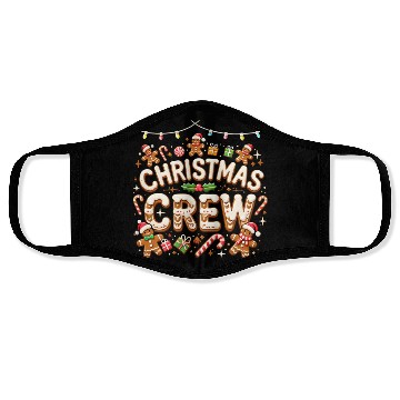 Discover Gingerbread Christmas Crew with Candy and Gifts Face Masks