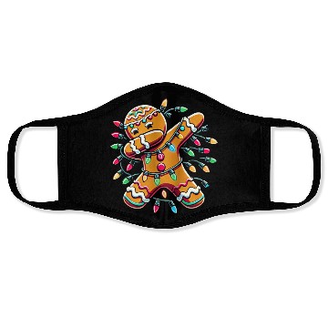 Discover Dabbing Gingerbread Wrapped in Christmas Lights Face Masks