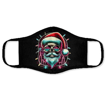 Discover Neon Santa Skull City Lights Christmas Face Masks