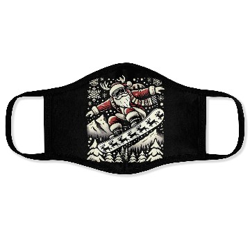 Discover Snowboarding Santa Winter Wonderland Christmas Fun Face Masks