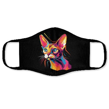 Discover Cat Watercolor Colorful Abyssinian Cat Face Masks