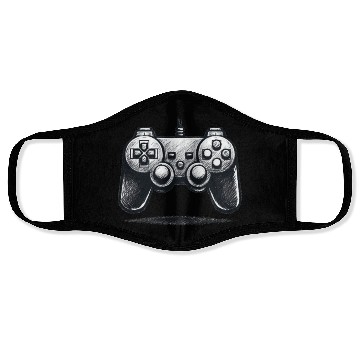 Discover Gamer Controller Cartoon Charcoal Gaming Art Face Masks