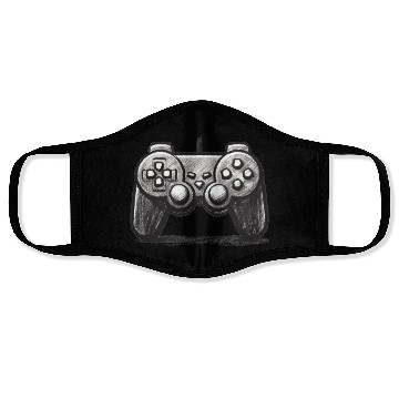 Discover Gamer Controller Cartoon Charcoal Gaming Art 3 Face Masks