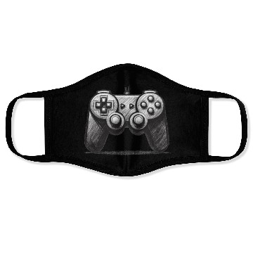 Discover Gamer Controller Cartoon Charcoal Gaming Art 4 Face Masks