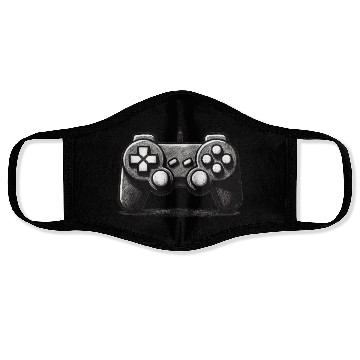 Discover Gamer Controller Cartoon Charcoal Gaming Art 1 Face Masks